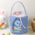 Cestino pasquale personalizzato con nome e iniziali, con orecchie di coniglio - Regalo per bambini
