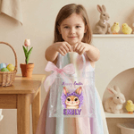 Personalisierte Frohe Ostern niedlichen Hasen rosa Schleife Ostergeschenk Tasche mit Namen täglichen Gebrauch Ostergeschenk für Familie Mädchen