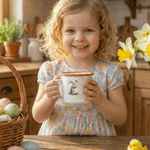 Personalised Cute Bunny Easter Eggs Initial 12 oz Enamel Mug with Name Easter Party Gift for Boys Girls