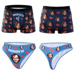 Personalised Multicolor Funny Face Photos Comfortable Couple Thong Boxer Underwear Anniversary Valentine's Day Gift for Him Her