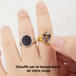 Bague en argent sterling personnalisée avec photo deux pierres de naissance et texte Cadeau d'anniversaire mémorable pour les femmes