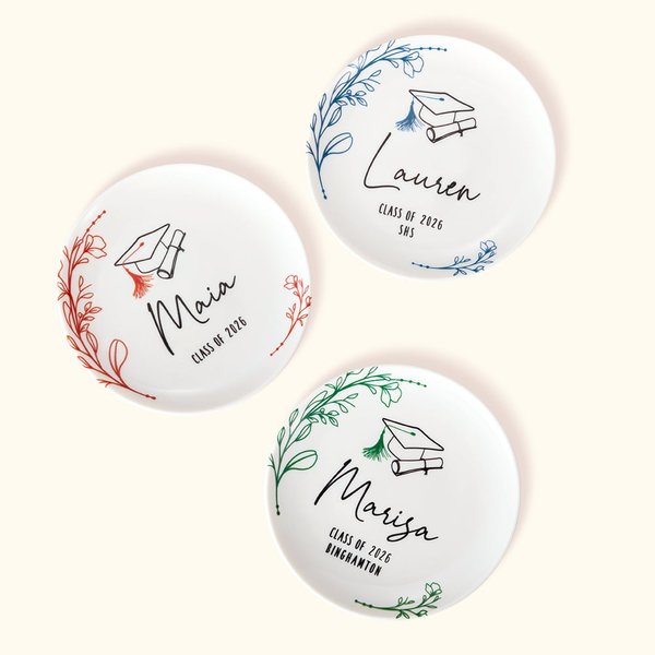 Personalized Class of 2026 Graduation Cap Ceramic Jewellery Dish with Name and School Name Graduation Gift for Her