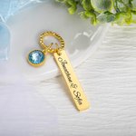 Personalised Blue Crystal Bridal Bouquet Charm with Engraved Text and Card Something Blue Wedding Gift for Bride