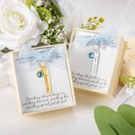 Personalised Blue Crystal Bridal Bouquet Charm with Engraved Text and Card Something Blue Wedding Gift for Bride