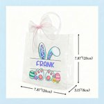 Personalized Pink Bow Ribbon Rabbit Ears Clear Gift Bag with Name Easter Party Favors Gift for Kids