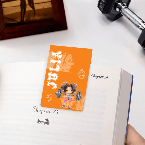 Personalized Fitness Girl Dumbbell Magnetic Bookmark Clip with Name Birthday Gift for Book Lovers Gym Girls