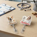 Personalizada Foto Diseño Retráctil Acrílico ID Card Badge Reel con Nombre Apreciación Cumpleaños Regalo para Enfermera Doctor Personal Médico
