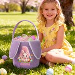 Cestino pasquale personalizzato con nome e iniziali, con orecchie di coniglio - Regalo per bambini