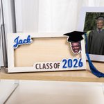 Gepersonaliseerd afstudeercapje met foto Houten Geldhouder met Naam en Jaar Klas van 2026 Afstudeercadeau voor afgestudeerden