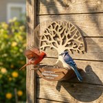 Mangeoire à oiseaux ronde en bois amovible et imperméable personnalisée avec nom, année et texte Cadeau commémoratif de sympathie pour la perte d'un être cher