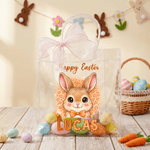 Personalisierte Frohe Ostern niedlichen Hasen rosa Schleife Ostergeschenk Tasche mit Namen täglichen Gebrauch Ostergeschenk für Familie Mädchen