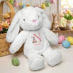 Personalized Easter Egg Bunny Initial Design Cute Bunny Plush Stuffed Toy with Name Easter Birthday Gift for Kids