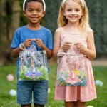 Personalized Beatrix Potter Peter Rabbit Wreath Transparent Tote Bag with Pink Bow and Name Eggs Hunting Party Easter Gift for Boys Girls