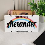Personalized License Plate Lei with Text and Chain Graduation Lei Daily Use Decoration Accessory Graduation Gift for High School College Graduates