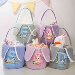 Cestino pasquale personalizzato con nome e iniziali, con orecchie di coniglio - Regalo per bambini