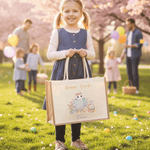 Personalizzato Uovo di coniglio carino Borsa di iuta grande con nome Regalo di festa per bambini e bambine a caccia di uova di Pasqua
