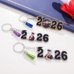 Personalized Grad Cap Photo Acrylic Keychain with Tassel Class of 2026 Graduation Gift for Graduates