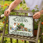Personalised Garden Theme Cartoon Character Horizontal Metal Sign with Name Garden Door Decor Birthday Gift for Grandma Mom Garden Lover