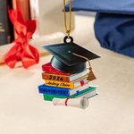 Personalized 3D Effect Grad Cap Books Acrylic Ornament with Name and Year Class of 2026 Graduation Party Decoration Gift for Graduates