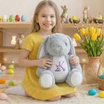 Personalized Easter Egg Bunny Initial Design Cute Bunny Plush Stuffed Toy with Name Easter Birthday Gift for Kids