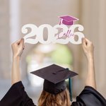 Personalized Glitter Grad Cap Wooden Sign with Year and Name Photo Prop Class of 2026 Graduation Gift for Graduates