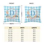 Personalised Cute Bunny Wreath Grid Soft Cushion Cover with Name Room Decor Easter Party Gift for Boys Girls