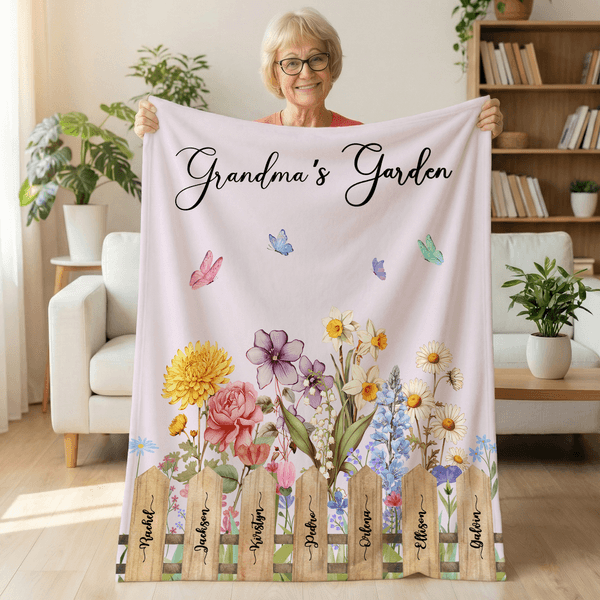 Coperta personalizzata 1-7 Fiori di Nascita Farfalla morbida con nomi Home Decor Festa della Mamma Regalo di compleanno per la mamma nonna
