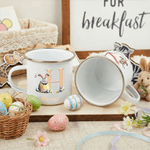 Personalised Cute Bunny Easter Eggs Initial 12 oz Enamel Mug with Name Easter Party Gift for Boys Girls