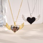 Personalized Angel Wings Photo Necklace with Text Memorable Jewellery Birthday Anniversary Gift for Women