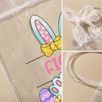 Personalized Pink Bow Ribbon Rabbit Ears Clear Gift Bag with Name Easter Party Favors Gift for Kids