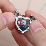Personalizada delicada Angel Wings Corazón Foto Urna Collar para cenizas con texto grabado Cremación Joyería Memorial Regalo para las mujeres