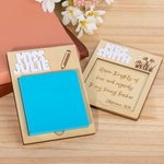 Set de Notes Autocollantes Personnalisée avec Nom et Texte Gravés Accessoire en Bois avec Stickers Cadeau Fin d'Année pour Professeur Étudiant