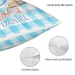 Personalised Cute Bunny Wreath Grid Soft Cushion Cover with Name Room Decor Easter Party Gift for Boys Girls