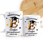 Taza de café de cerámica blanca personalizada con el nombre y el año de graduación Regalo de graduación para graduados