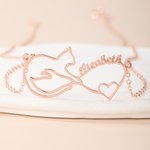 Spersonalizowany naszyjnik Mobius Cat Name Love Heart Minimalistyczna biżuteria Urodzinowy prezent rocznicowy dla właściciela miłośnika kotów