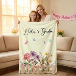 Personalised 1-7 Birth Flowers Butterfly Soft Throw Blanket with Names Home Decor Mother’s Day Birthday Gift for Mom Grandma