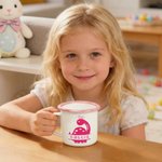 Tazza smaltata personalizzata con nome e orecchie di coniglio Dinosauro da 12 once, regalo per il giorno di Pasqua per i bambini amanti dei dinosauri