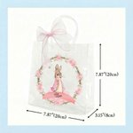 Personalized Beatrix Potter Peter Rabbit Wreath Transparent Tote Bag with Pink Bow and Name Eggs Hunting Party Easter Gift for Boys Girls