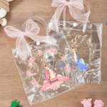 Personalized Beatrix Potter Peter Rabbit Wreath Transparent Tote Bag with Pink Bow and Name Eggs Hunting Party Easter Gift for Boys Girls