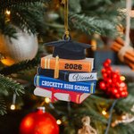 Personalized 3D Effect Grad Cap Books Acrylic Ornament with Name and Year Class of 2026 Graduation Party Decoration Gift for Graduates
