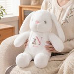 Personalized Easter Egg Bunny Initial Design Cute Bunny Plush Stuffed Toy with Name Easter Birthday Gift for Kids