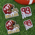 Personalised Exquisite Football Helmet Number Embroidery Patch with Name and Number Daily Game Team Gift for Football Players Lovers Fans