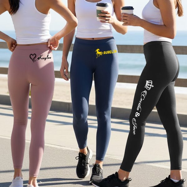 Personalizzato con stampa a zampa Cuore Colomba Farfalla Cavallo Stretch Leggings Pantaloni Yoga con nome Accessori Sportivi Quotidiani Regalo di Compleanno per Donne