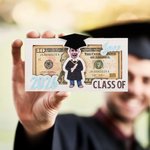 Gepersonaliseerd afstudeercapje met foto Houten Geldhouder met Naam en Jaar Klas van 2026 Afstudeercadeau voor afgestudeerden
