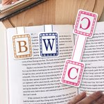 Personalized Multicolor Plaid Initial Magnetic Bookmark with Daily Use Reading Club Birthday Gift for Book Lovers