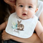 Personalized First Easter Bunny Baby Bib with Name and Easter Egg Baby Shower Easter Gift for Newborns