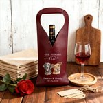 Personalized Watercolor Pet Portrait PU Leather Protective Wine Bag with Text and Name Wedding Engagement Gift for Newlyweds Pet Lovers