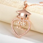 Personalizada Graduación Cap Corazón Zircon Collar Pulsera con Nombre Regalo de Graduación para Ella