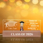 Personalized Cute Cartoon Graduate Character Acrylic LED Night Light with Wooden Base and Name Home Decor Graduation Gift for Class of 2026 Graduates