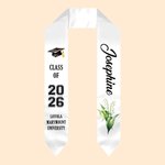 Personlig Födelseblomma Graduation Stole med namn och examensår Class Of 2026 Graduation Gift for Graduates